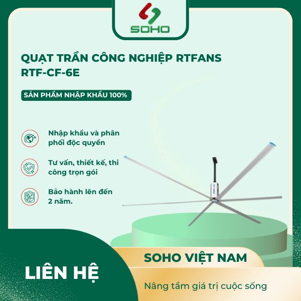 Quạt Trần Công Nghiệp HVLS RT Fans RTF-CF-6E