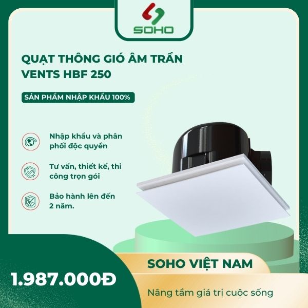 Quạt Thông Gió Âm Trần Vents HBF 250