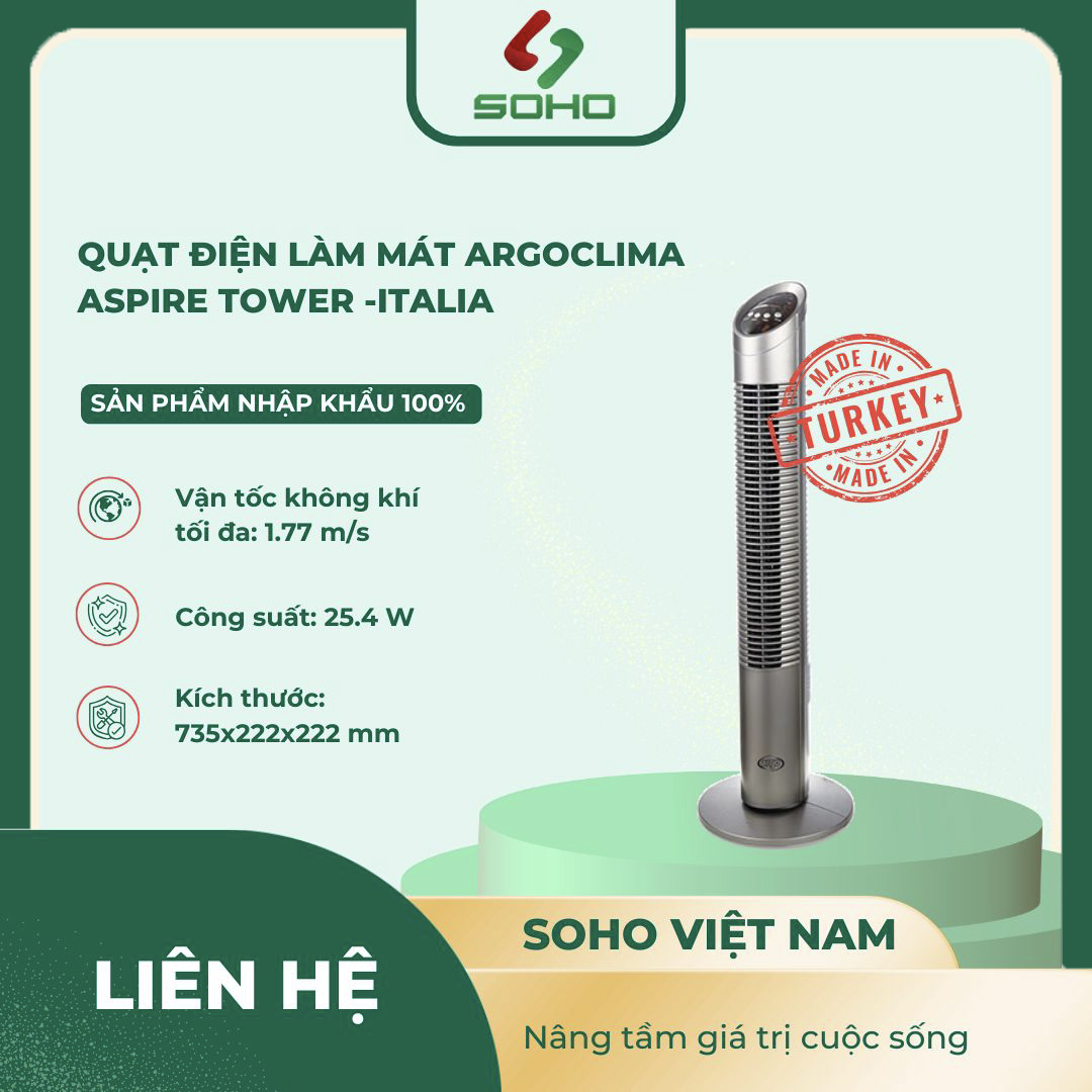 Quạt Điện Làm Mát Argoclima Aspire Tower -Italia