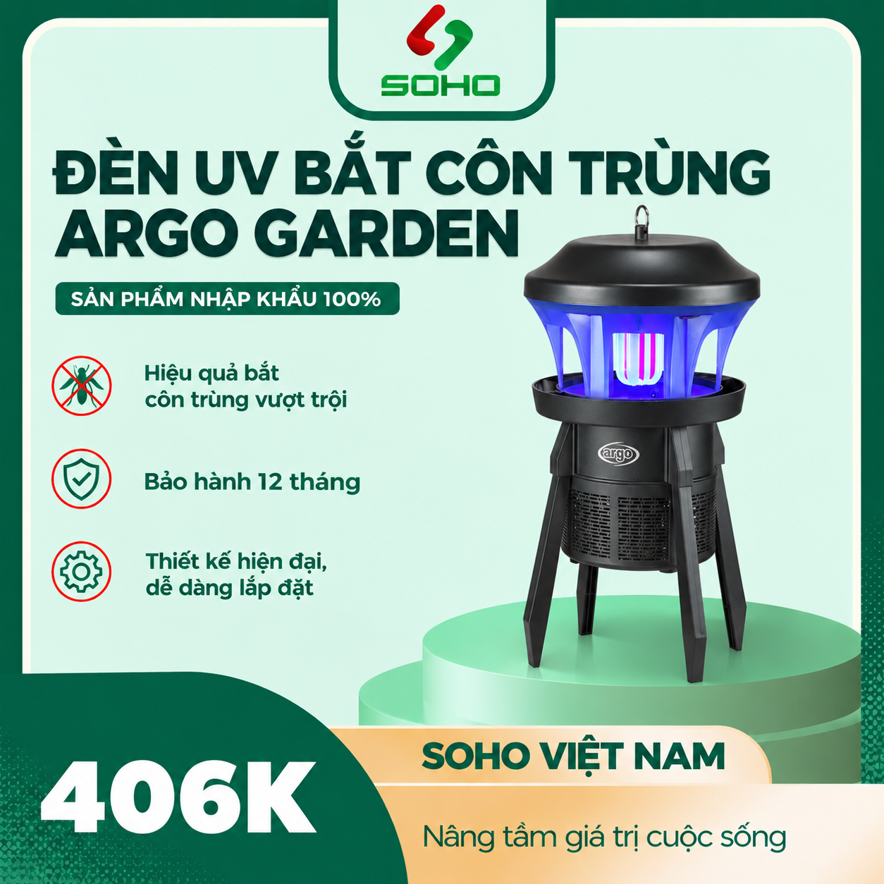 ĐÈN UV BẮT CÔN TRÙNG ARGO GARDEN