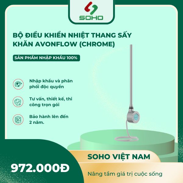 Bộ điều khiển nhiệt thang sấy khăn Avonflow (Chrome)