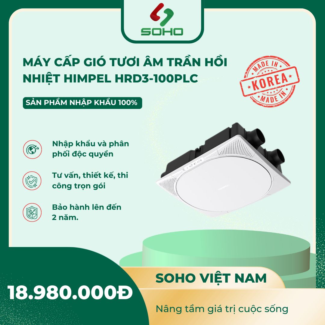 Máy cấp gió tươi âm trần hồi nhiệt Himpel HRD3-100PLC